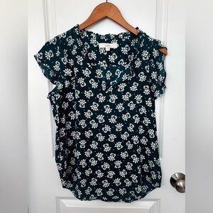 LOFT Green Floral Blouse